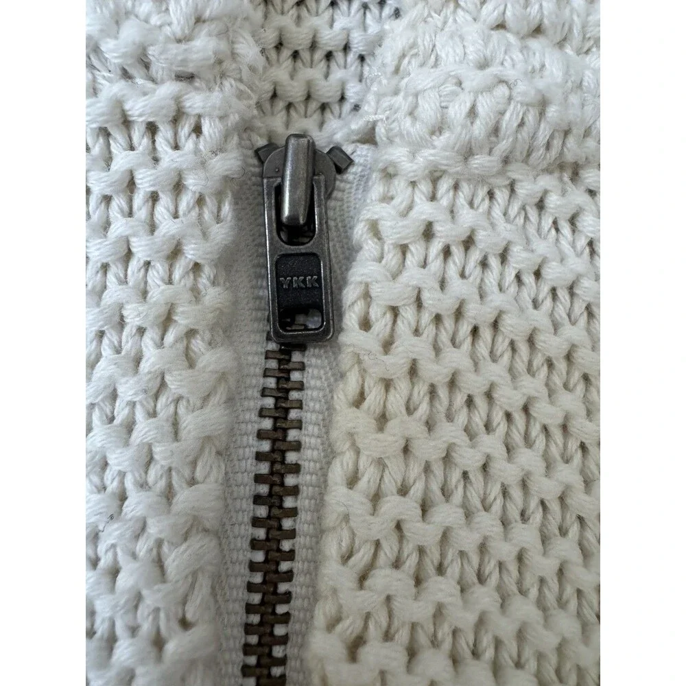 Baby Gap 18/24 Unisex Ivory Knit Full Zip Hooded Sweater Preppy 100% Cotton
